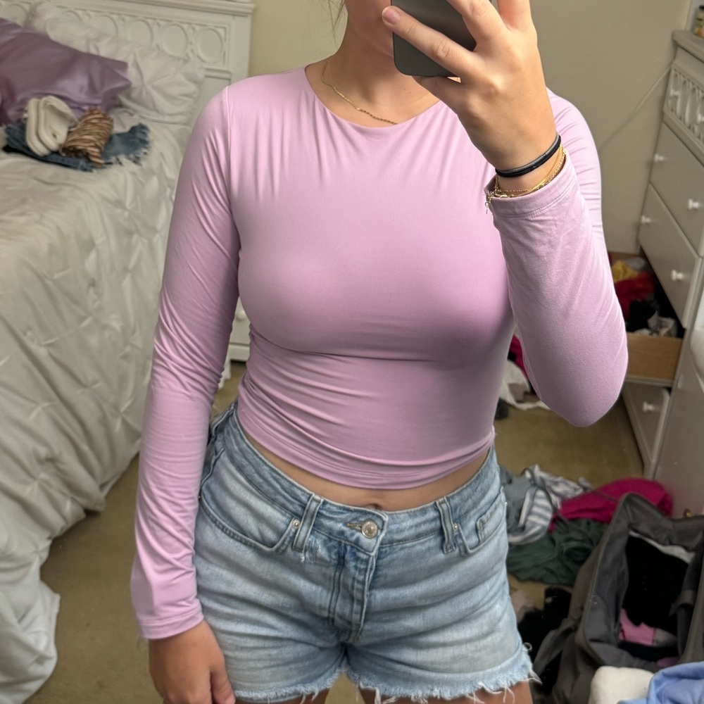 NWOT Reoria High Neck Long Sleeve Tee - Coral Pink